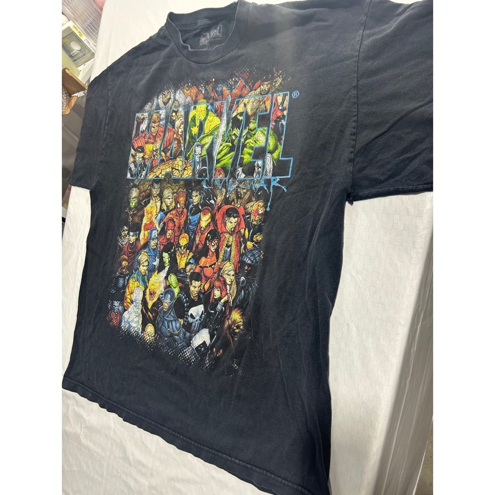 Marvel Civil War Character Collage Graphic T-Shirt Black Mens XL Marvel.